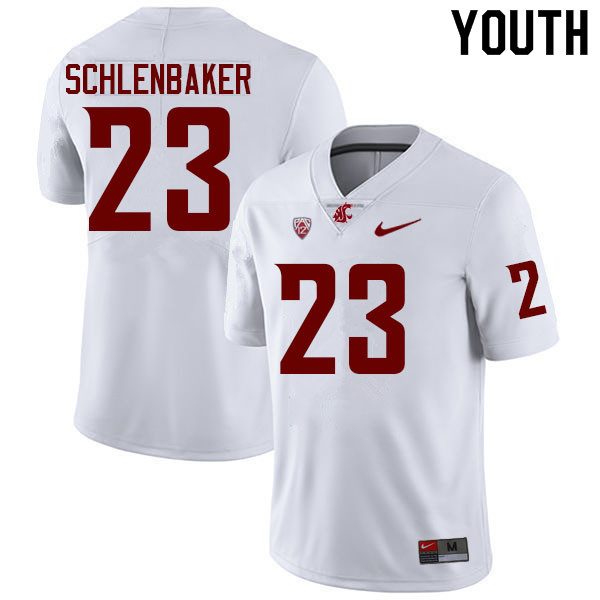 Youth #23 Djouvensky Schlenbaker Washington State Cougars College Football Jerseys Sale-White
